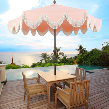 Collins 9 ft. Classic Cottage Tassel Market Patio Umbrella